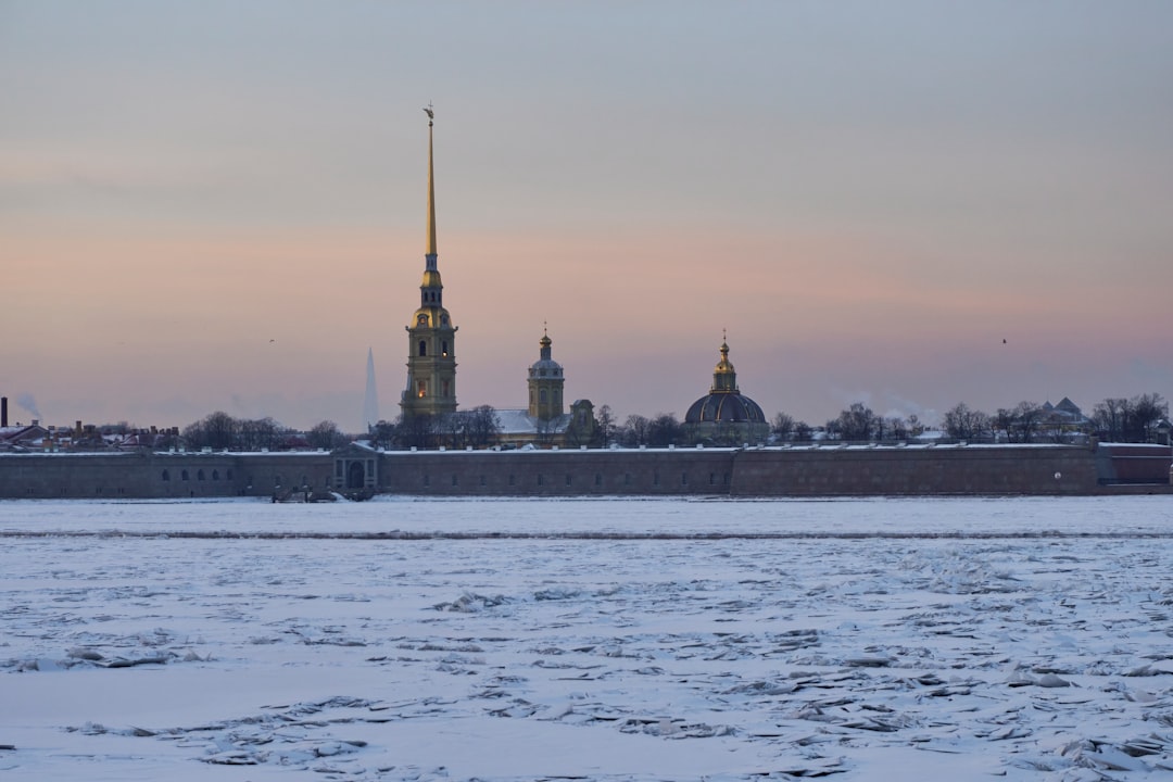 a large body of water covered in snow